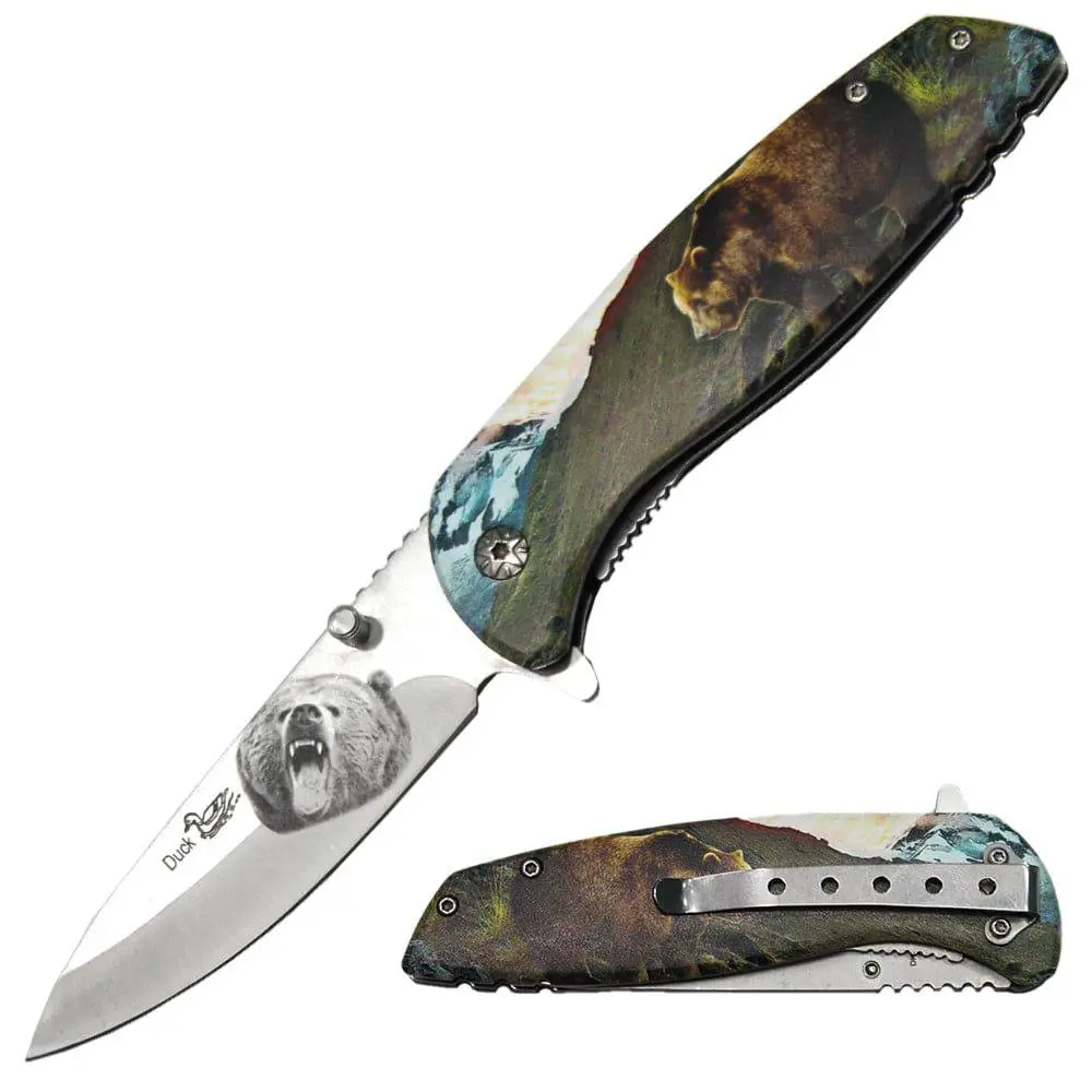 4.5" Duck USA Bear Wildlife Handle Assist-Open Folding Knife