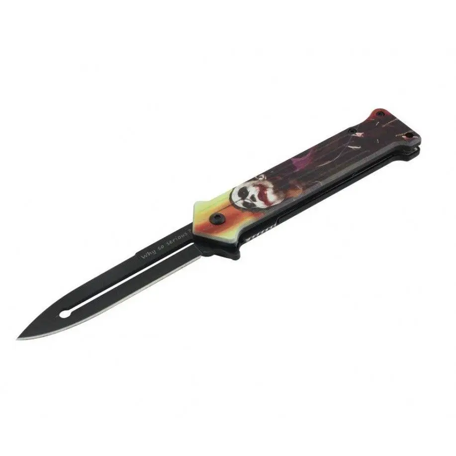4.5" Assist-Open Knife - Clown Fantasy Style Print Handle Jocker7