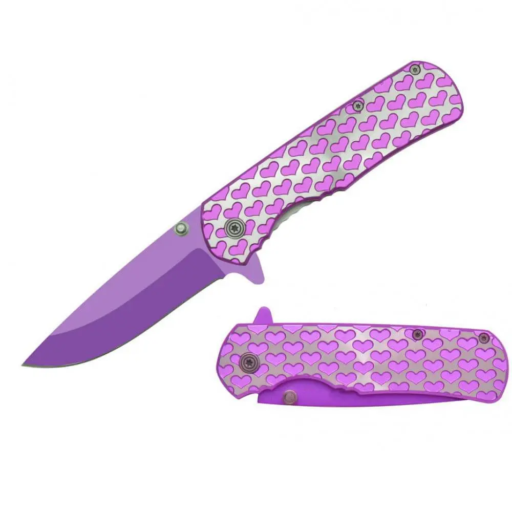 4.25" Purple Hearts Assist-Open Folding Knife