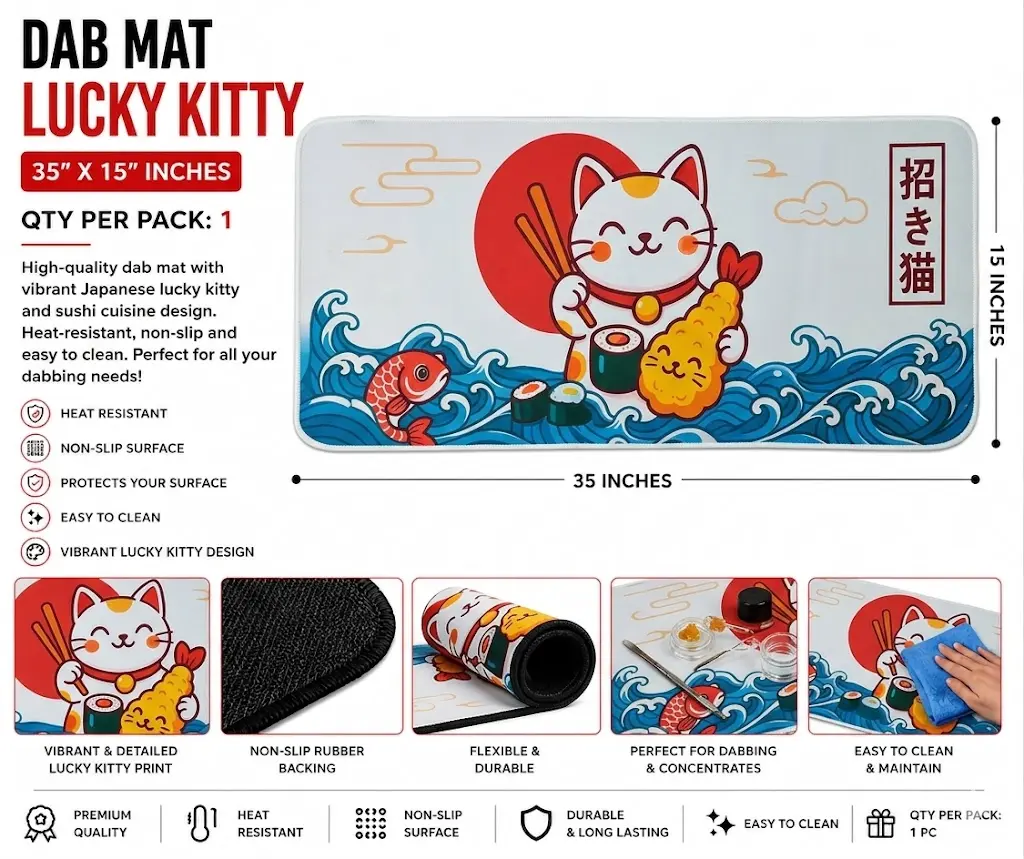 35*15 DAB MAT LUCKY KITTY