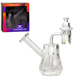Green Horn Glass Glass Bubble Set- with Banger, 2 Balls & Spinner Carb Cap (7023) 4.0"