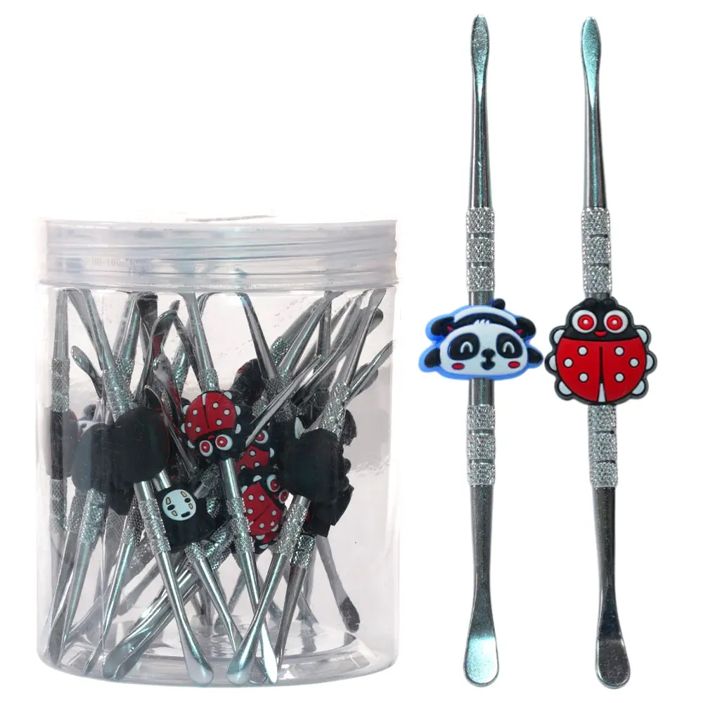 Silver mix silicon character dab tool 30 pcs per jar