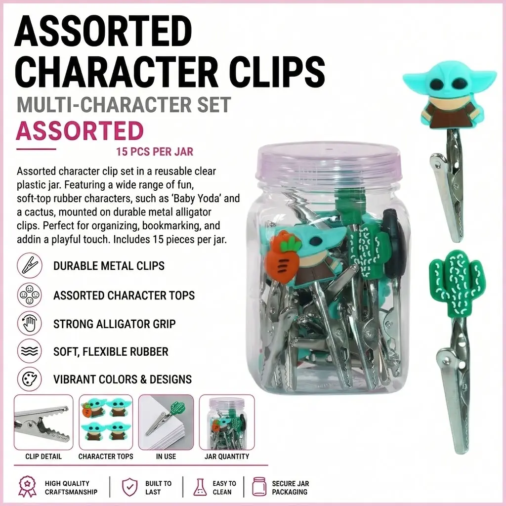 Assorted character clip 15pcs per jar
