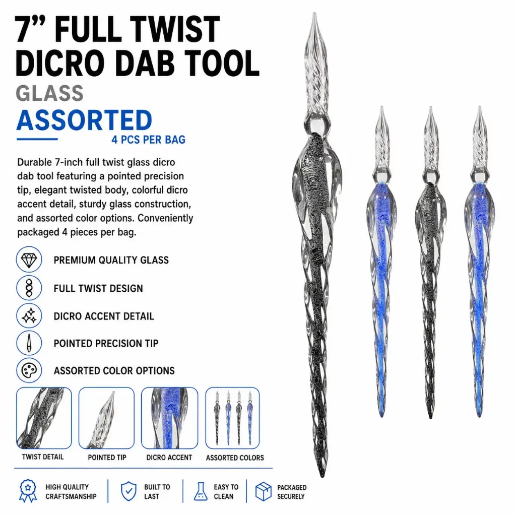 7” full twist dicro dab tool 4pcs per bag