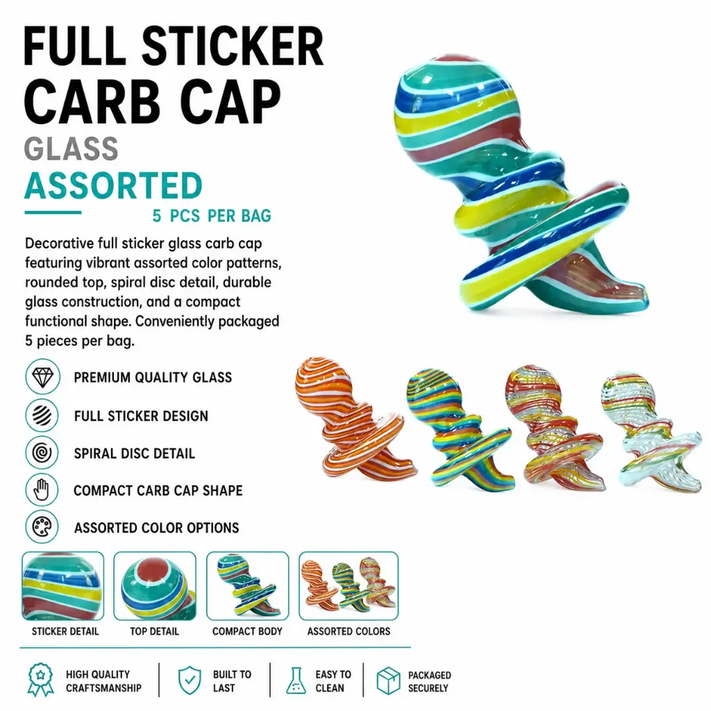 Full sticker carb cap assorted color 5pcs per bag