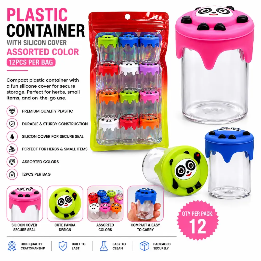 Plastic container with silicon cover assorted color 12pcs per bag