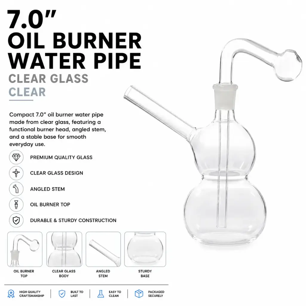 O.B. Water Pipe 8061 7.0" Clear