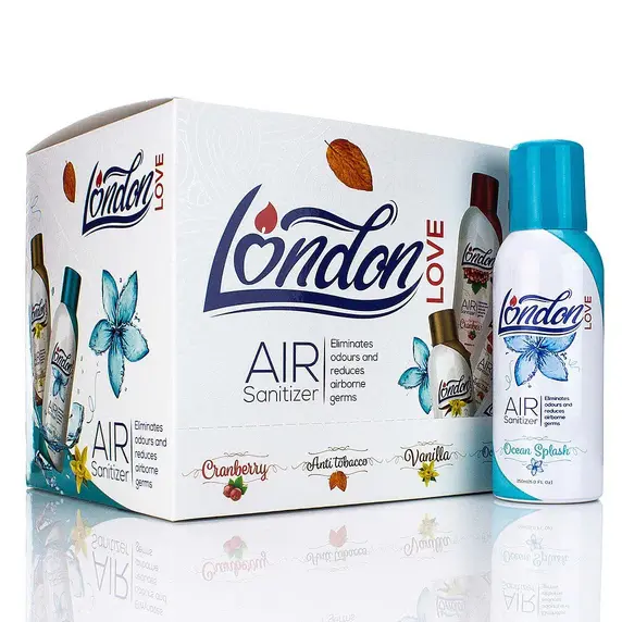 London Love Air Sanitizer and Freshner 150 ml/5 oz 12 Count Mixed Made in England