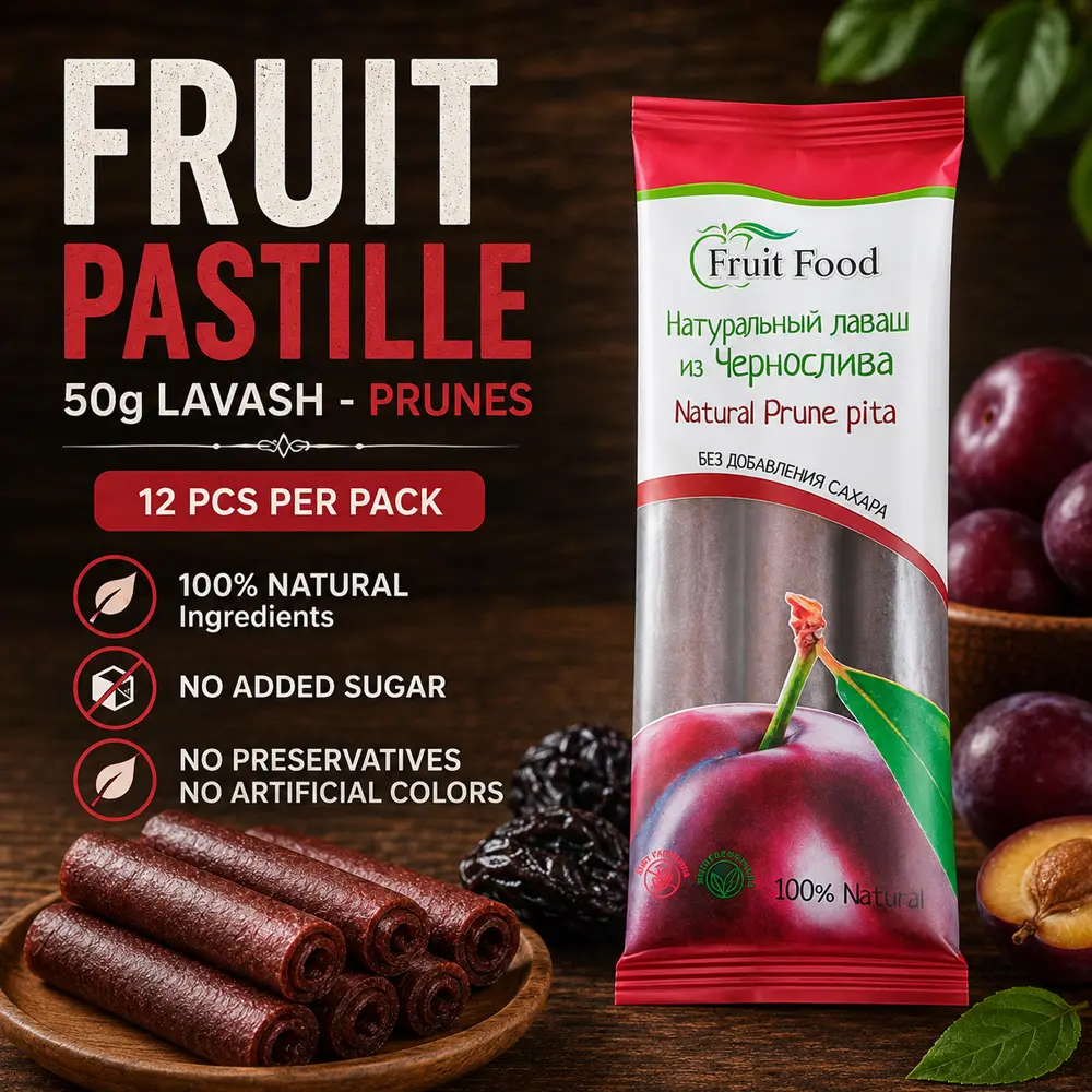 Fruit Pastille 50g lavash - Prunes (12 pcs per Box)