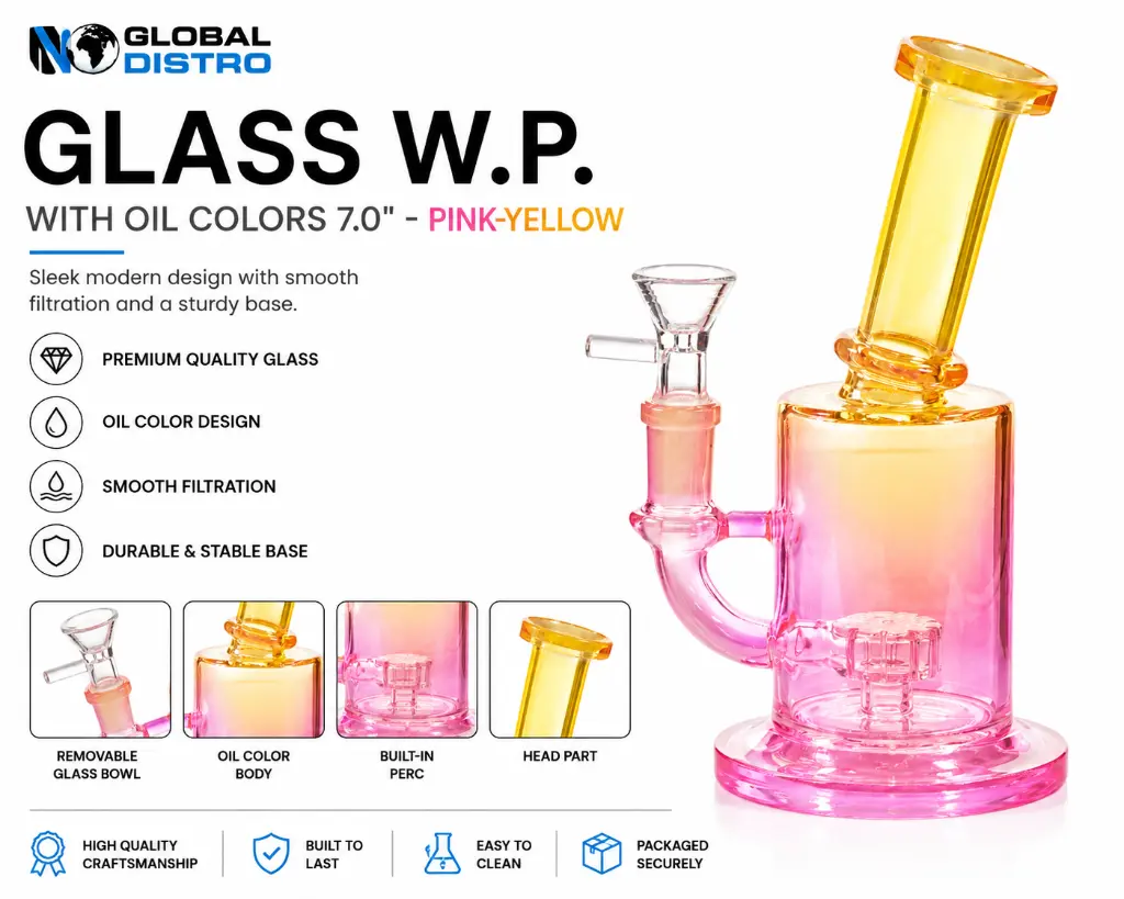 Glass W.P. Oil Colors 7.0" -  Pink-Yellow