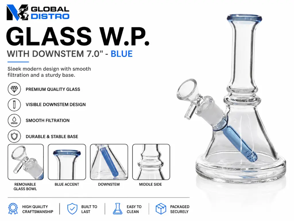 Glass W.P. with Downstem 7.0" - Blue
