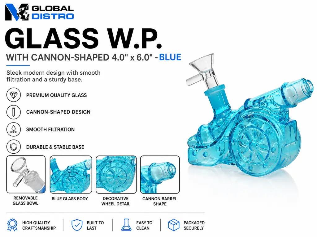 Glass W.P. Cannon-shaped 4.0" x 6.0" - Blue