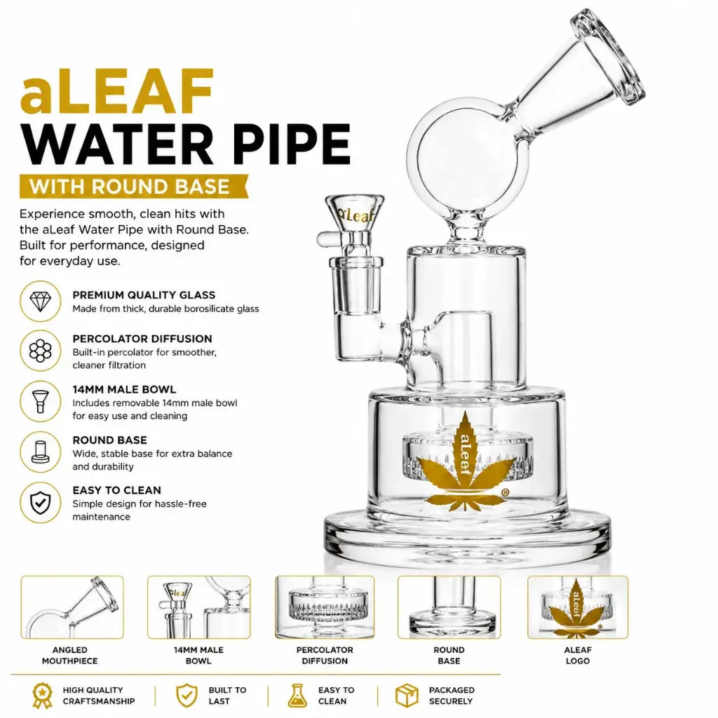 aLeaf Glass Water Pipe with Round Base