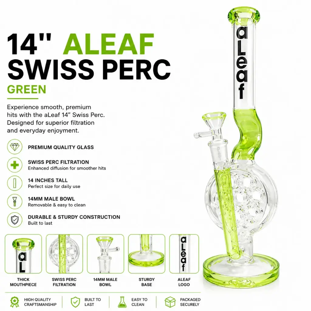 aLeaf Glass 14" SWISS PERC - Green