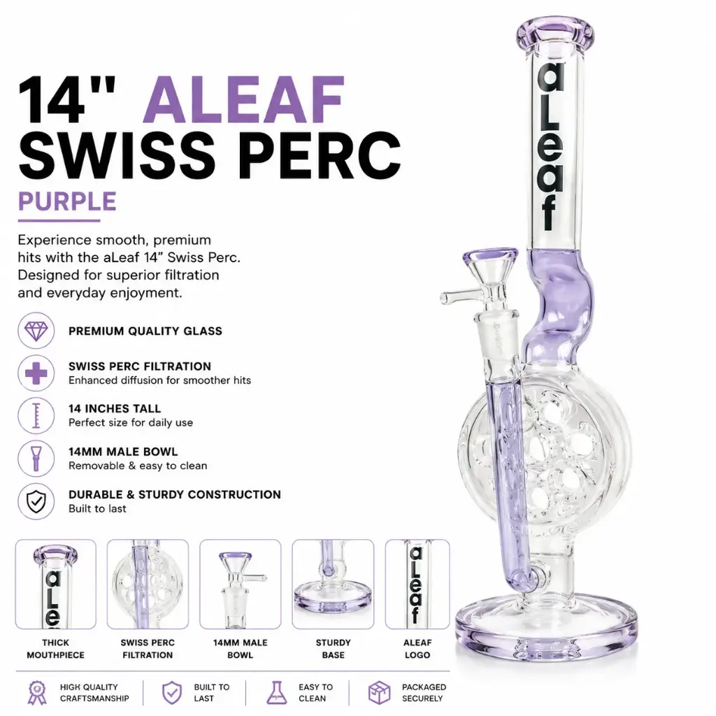 aLeaf Glass 14" SWISS PERC - Purple
