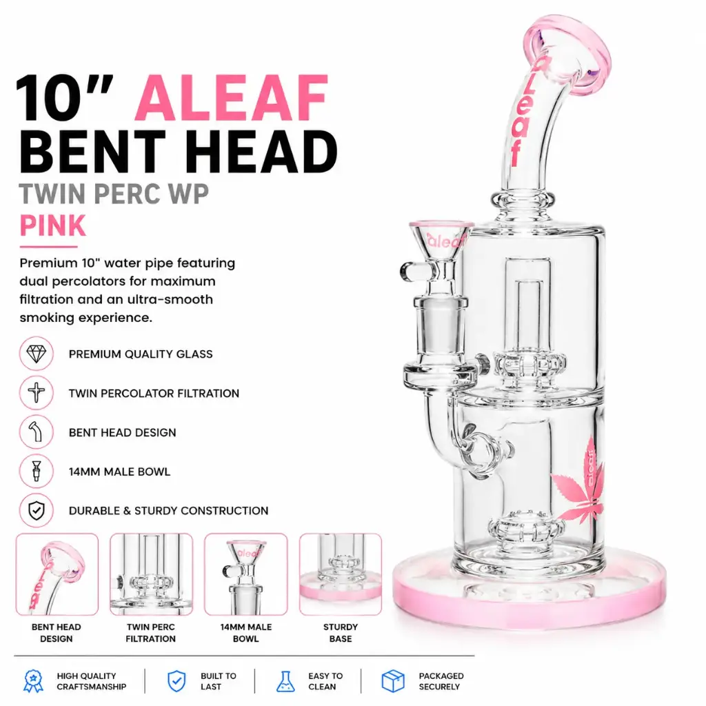 10" ALEAF BENT HEAD TWIN PERC WP PINK