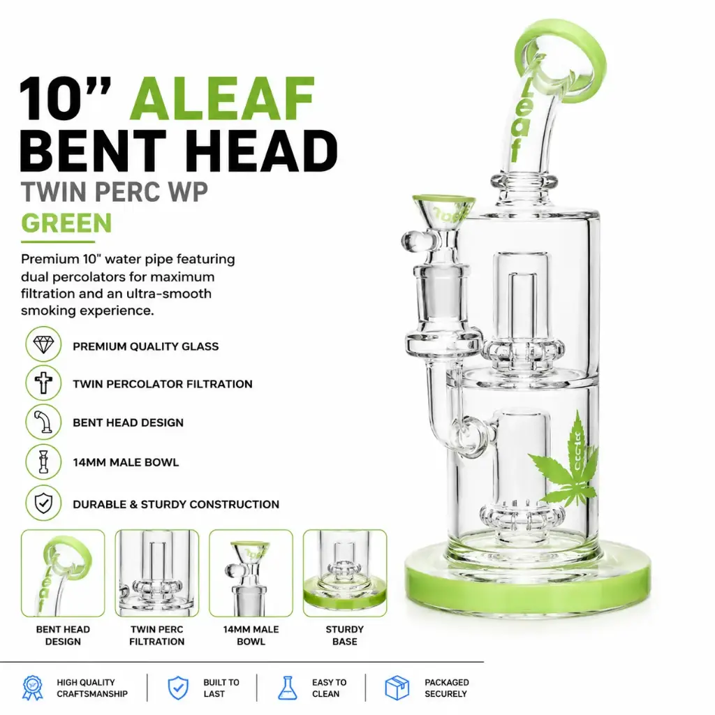 10" ALEAF BENT HEAD TWIN PERC WP GREEN