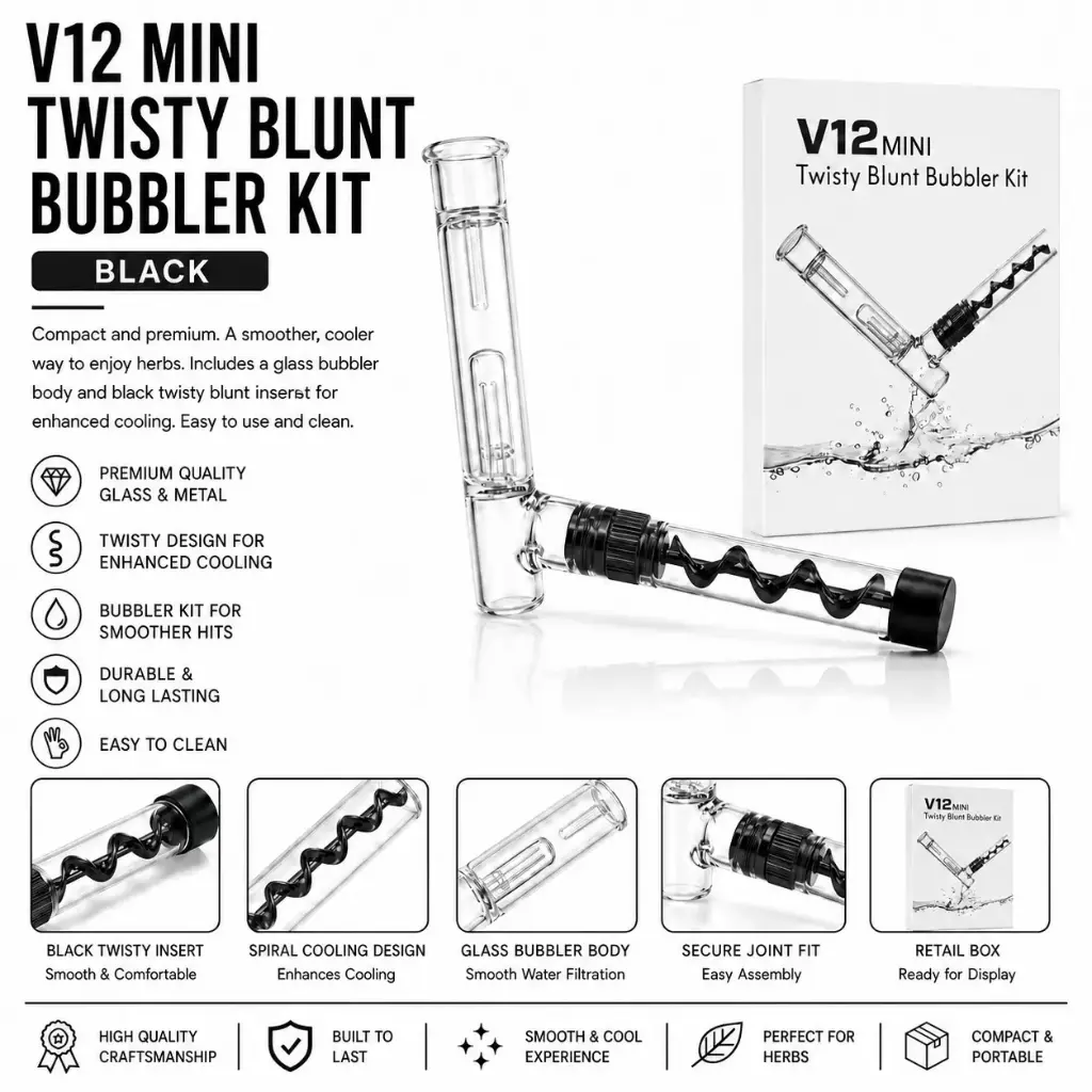 V12 Mini Glass Bubbler - Black