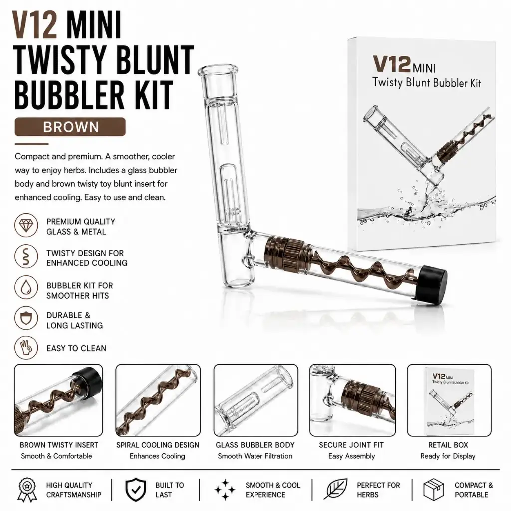 V12 Mini Glass Bubbler - Brown