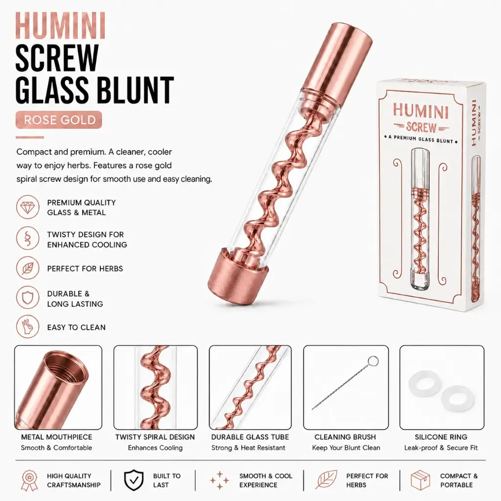 Humini Screw Glass Blunt Pipe - Rose Gold