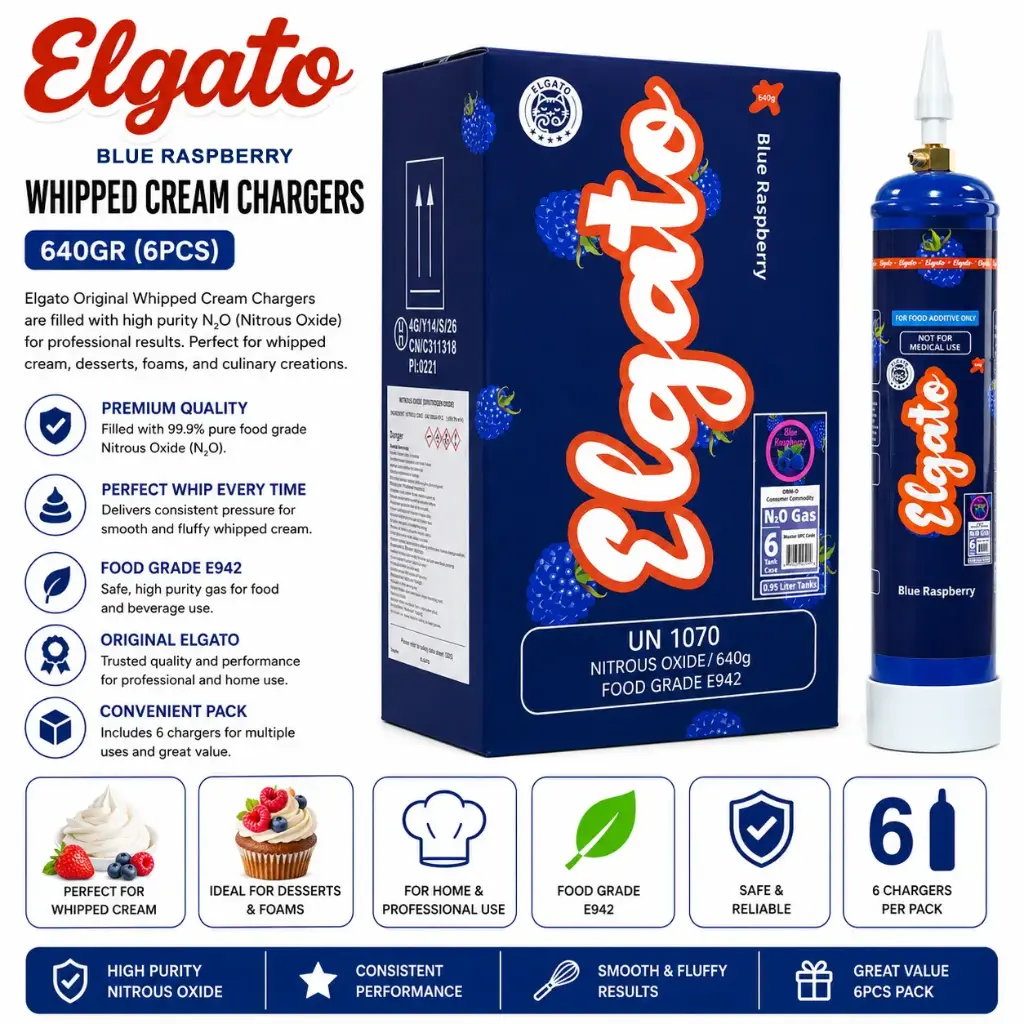 Elgato Whipped Cream Charger 640Gr (6pcs) - Blue Raspberry
