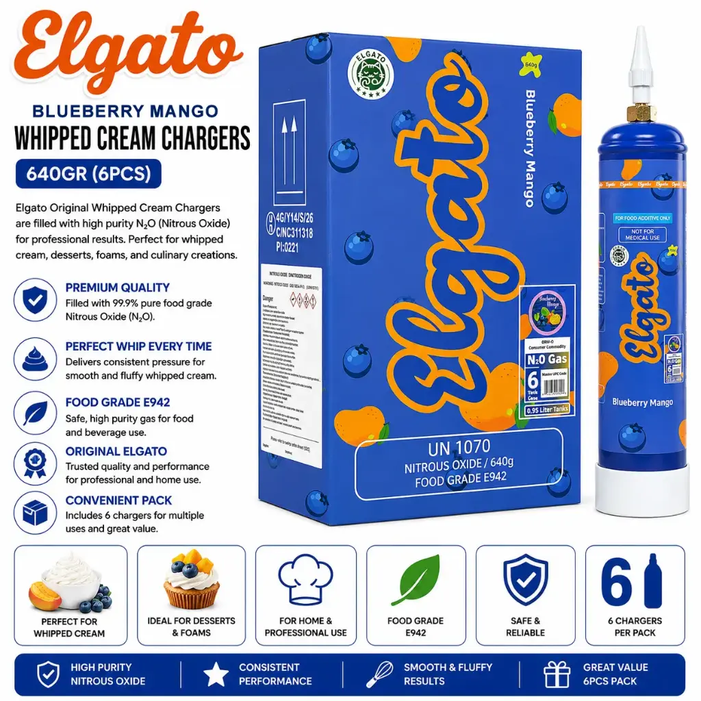 Elgato Whipped Cream Charger 640Gr (6pcs) - Blueberry Mango