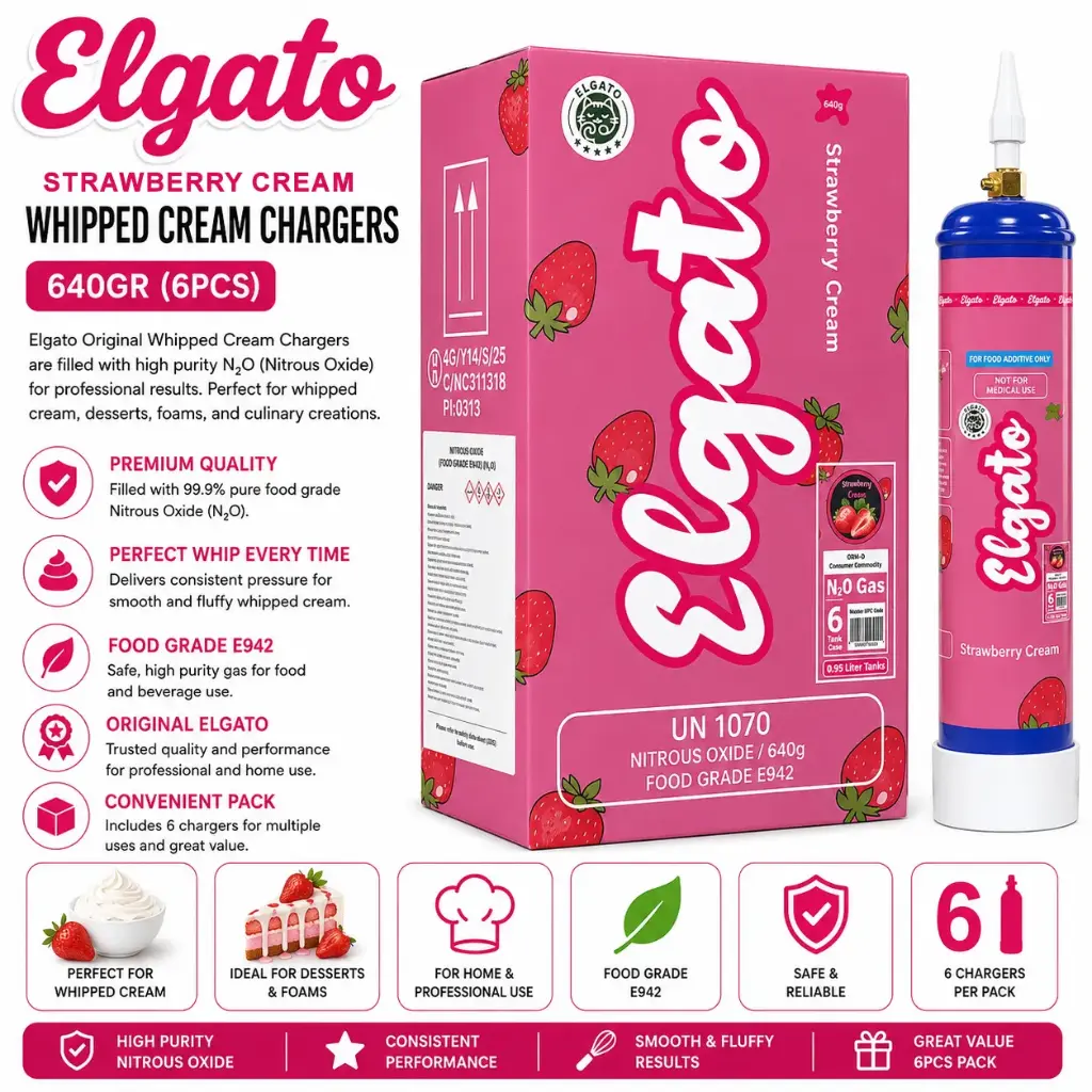 Elgato Whipped Cream Charger 640Gr (6pcs) - Strawberry Cream