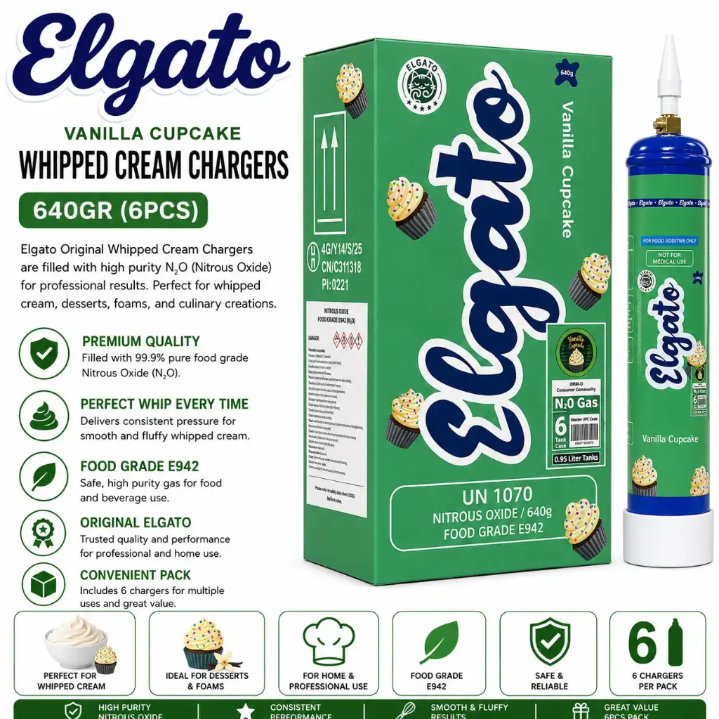 Elgato Whipped Cream Charger 640Gr (6pcs) - Vanilla Cupcake