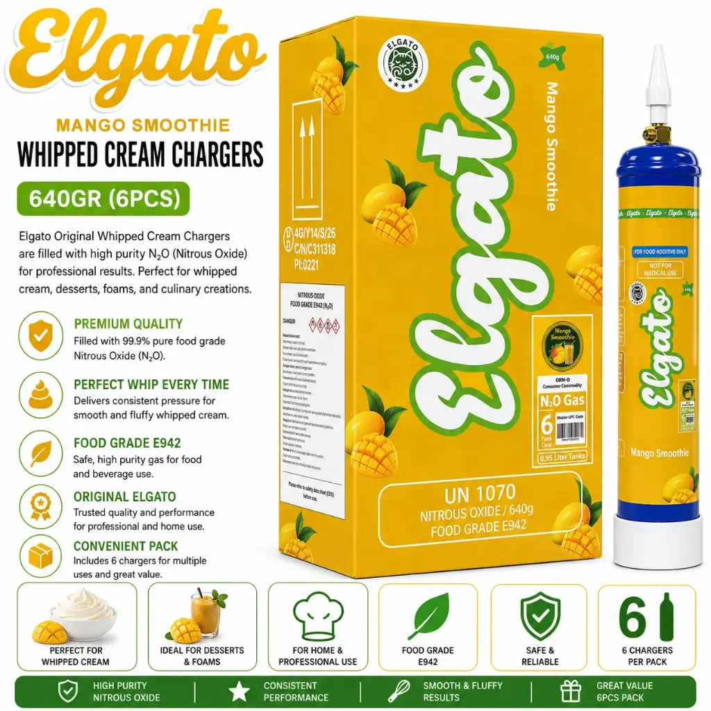 Elgato Whipped Cream Charger 640Gr (6pcs) - Mango Smoothie
