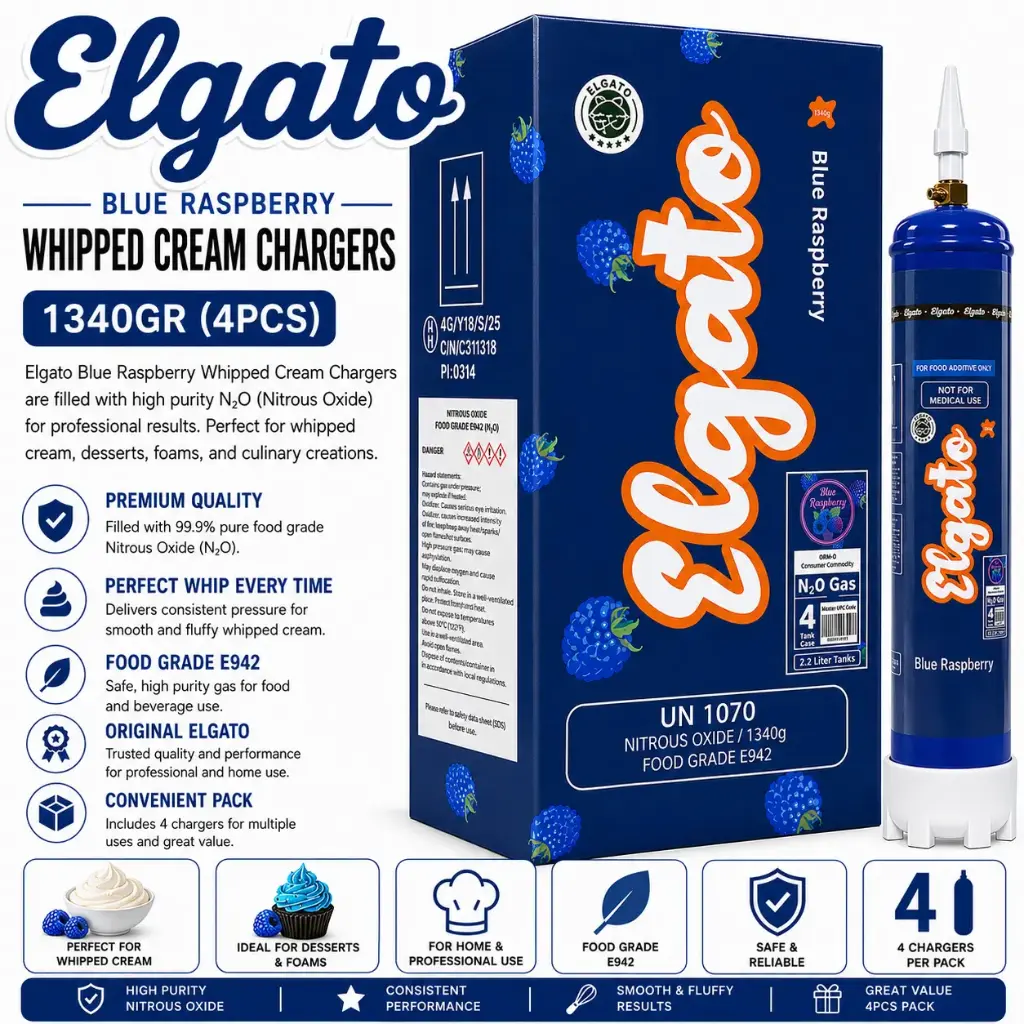 Elgato Whipped Cream Charger 1340Gr (4pcs) - Blue Raspberry