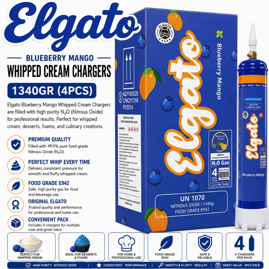 Elgato Whipped Cream Charger 1340Gr (4pcs) - Blueberry Mango