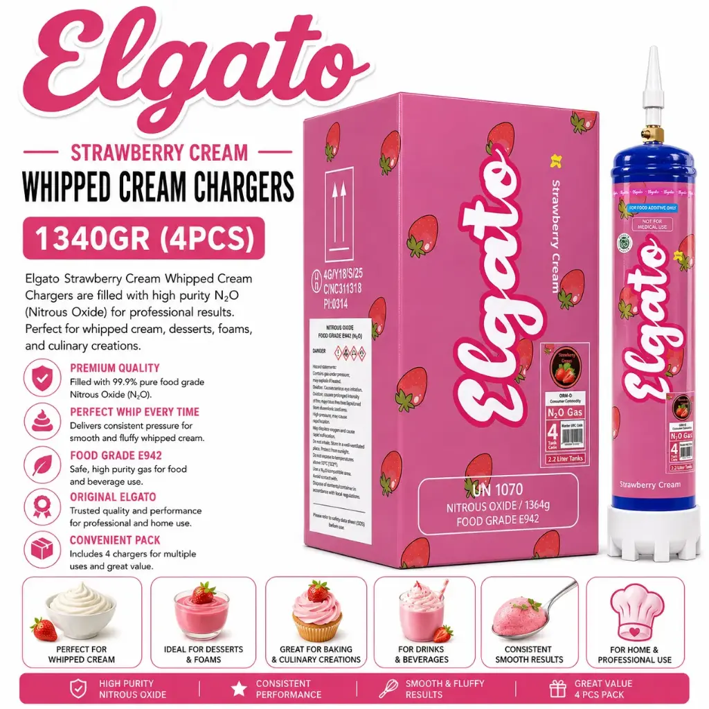 Elgato Whipped Cream Charger 1340Gr (4pcs) - Strawberry Cream