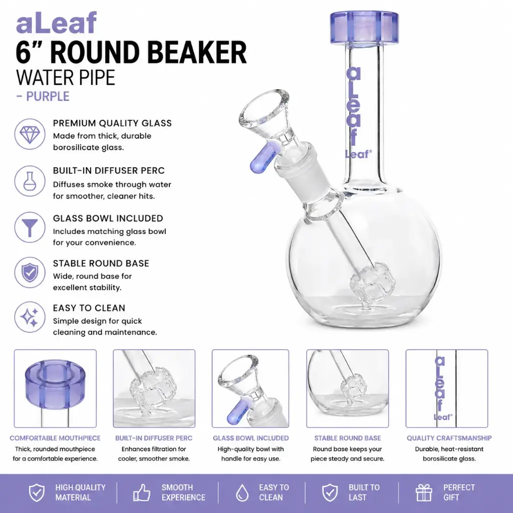6" ALEAF ROUND BEAKER PURPLE