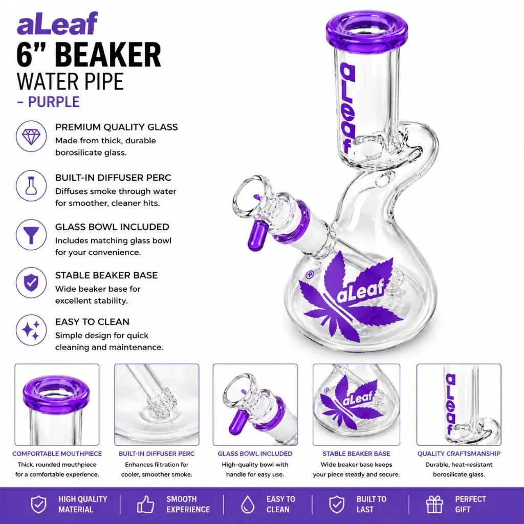6" ALEAF BEAKER PURPLE