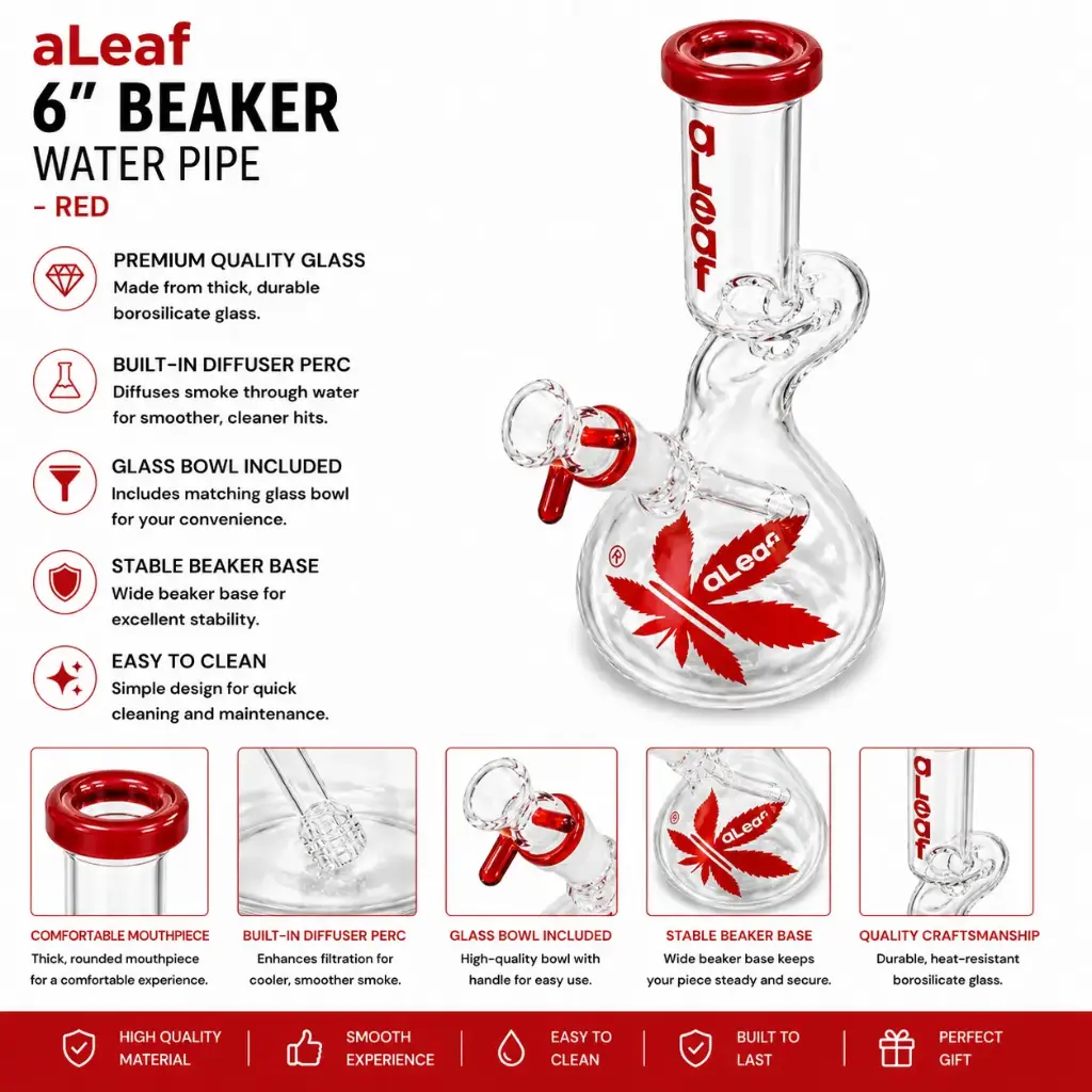 6" ALEAF BEAKER RED