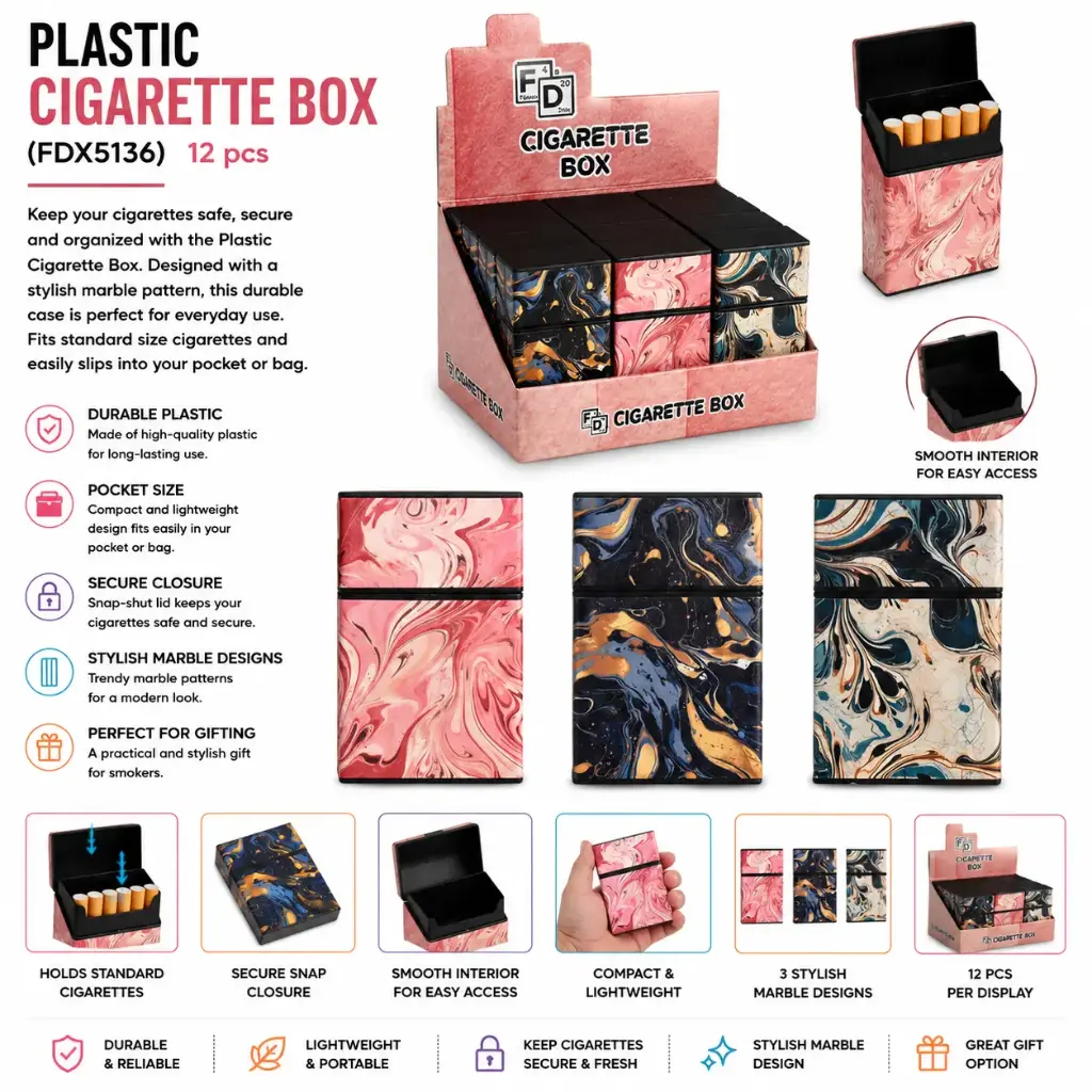 PLASTIC CIGARETTE BOX (FDX5136) 12 pcs