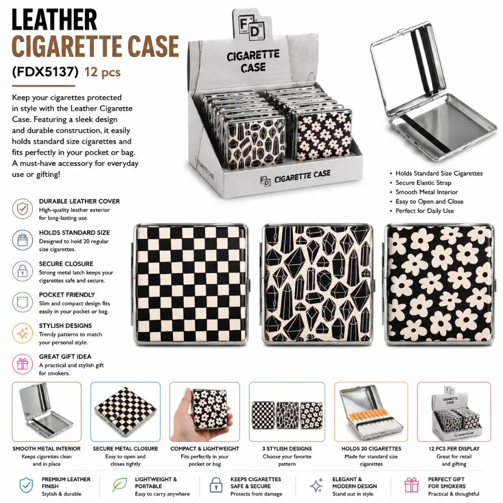 LEATHER CIGARETTE BOX (FDX5137) 12 pcs