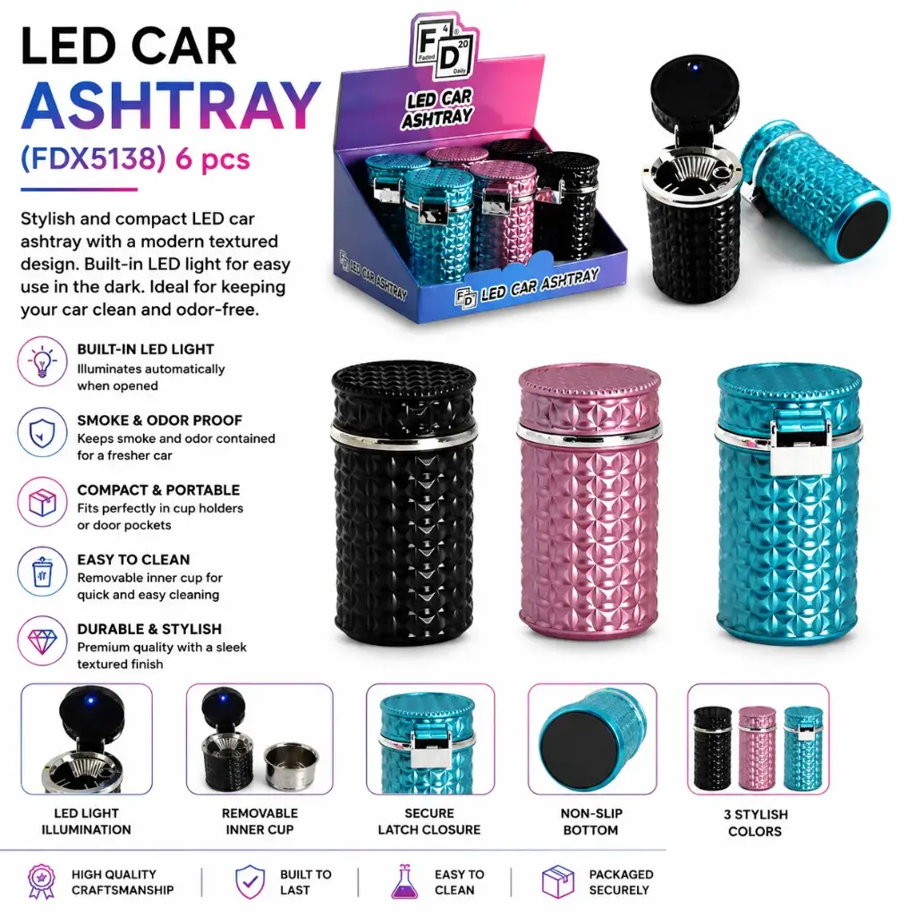 LED CAR ASHTRAY  (FDX5138) 6 pcs