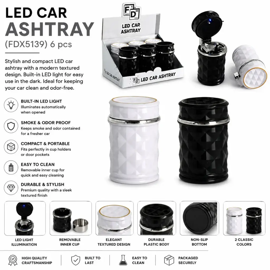 LED CAR ASHTRAY (FDX5139) 6 pcs