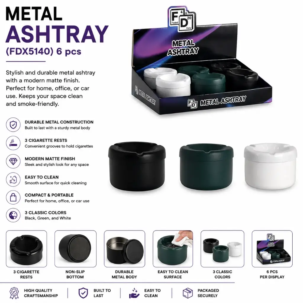 METAL ASHTRAY  (FDX5140) 6 pcs