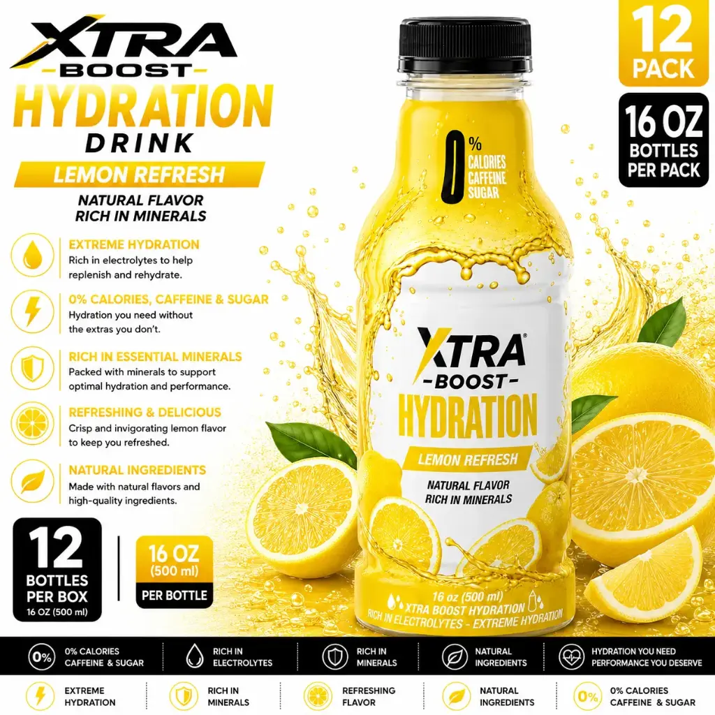 Xtra Boost Hydration Drink (16oz - 500ml) 12 pcs per Box - Lemon Refresh