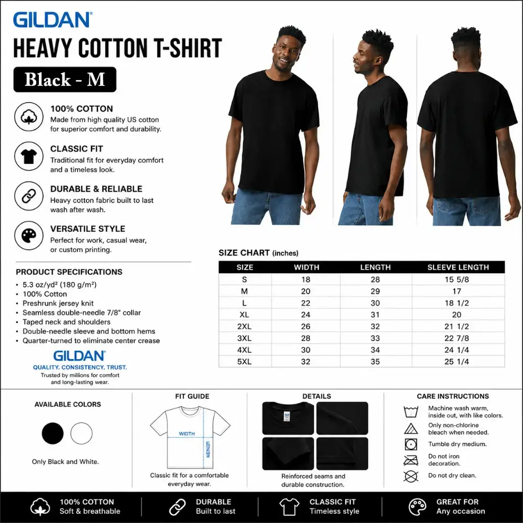 Gildan Heavy Cotton T-shirt / Black - M