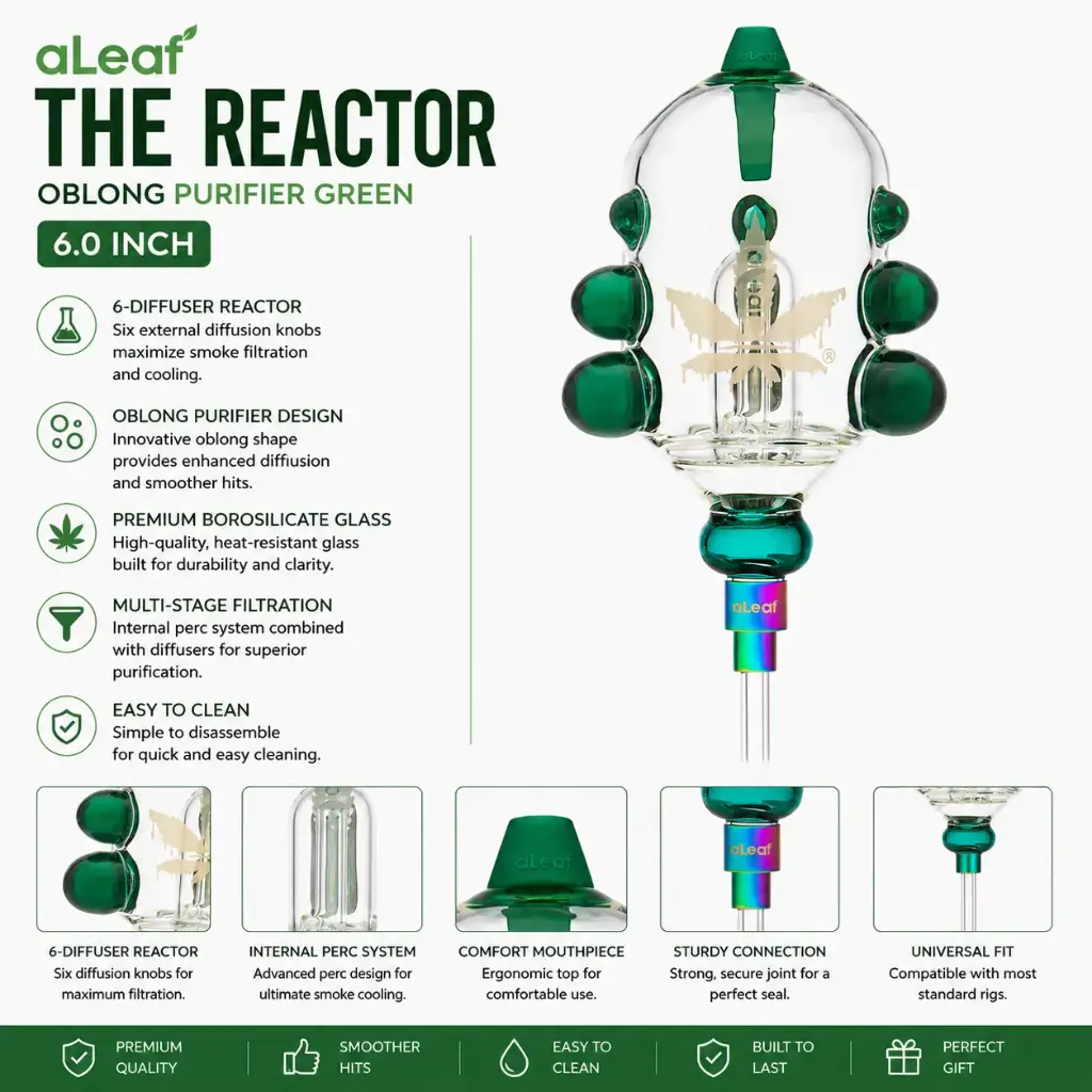 aLeaf 6" THE REACTOR OBLONG PURIFIER GREEN