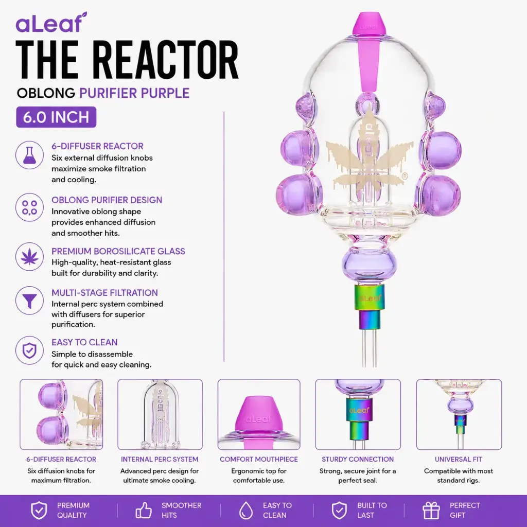 aLeaf 6" THE REACTOR OBLONG PURIFIER PURPLE