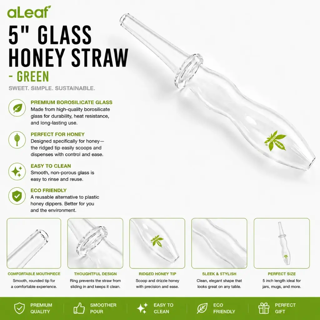 aLeaf 5" GLASS HONEY STRAW GREEN