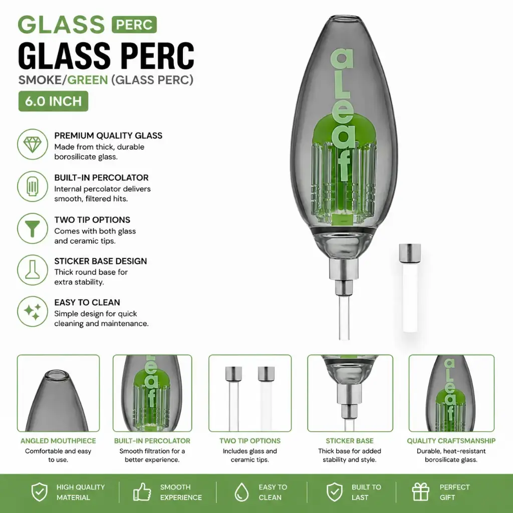 aLeaf SMOKE/GREEN(GLASS PERC)