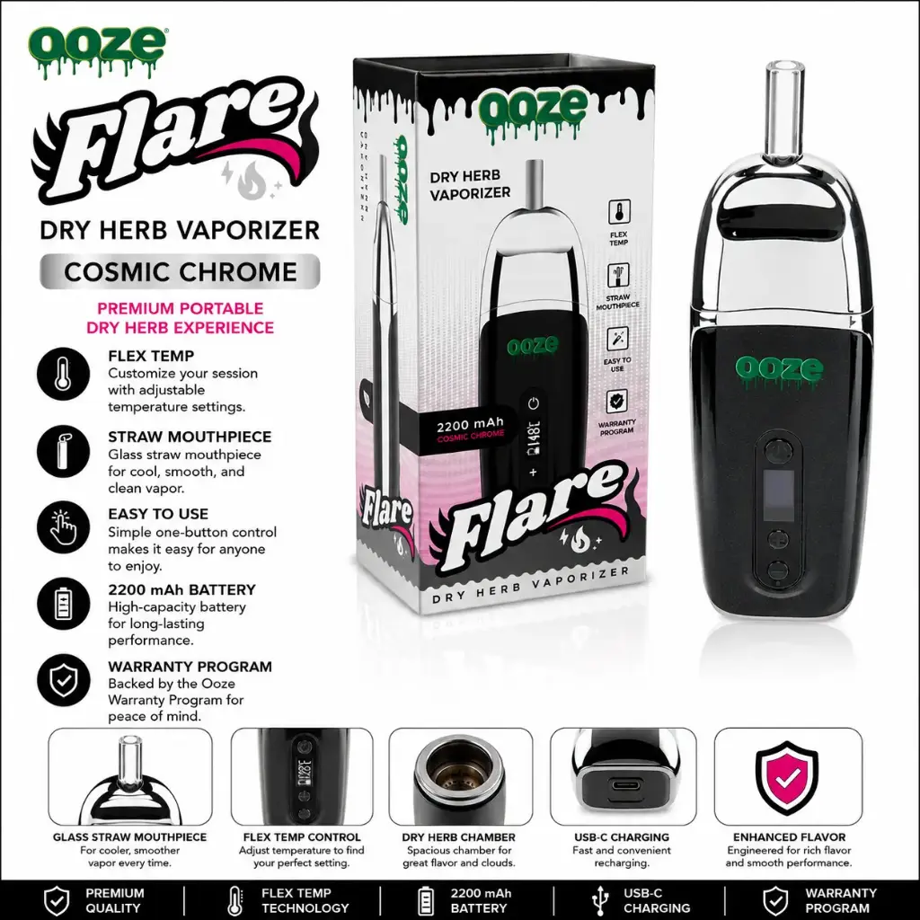Ooze Flare Dry Herb Vaporizer - Cosmic Chrome
