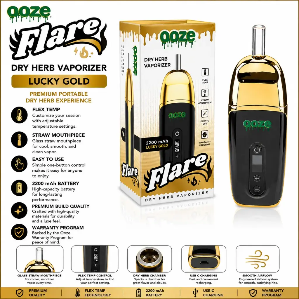 Ooze Flare Dry Herb Vaporizer -  Lucky Gold