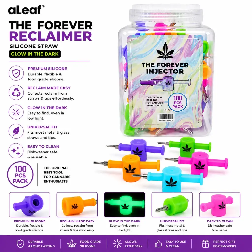 ALEAF THE FOREVER RECLAIMER SILICONE STRAW GLOW IN DARK (100 pcs)