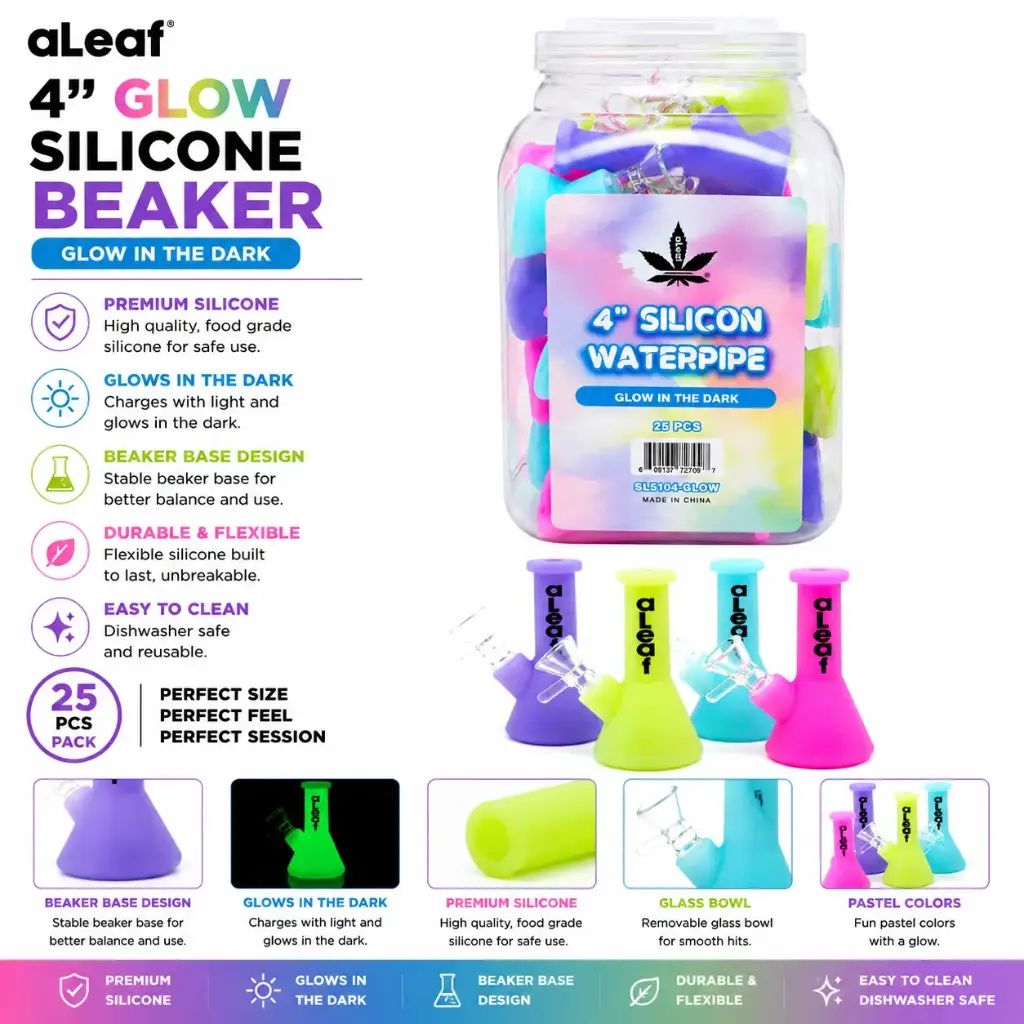 4" GLOW SILICONE BEAKER (25 pcs)